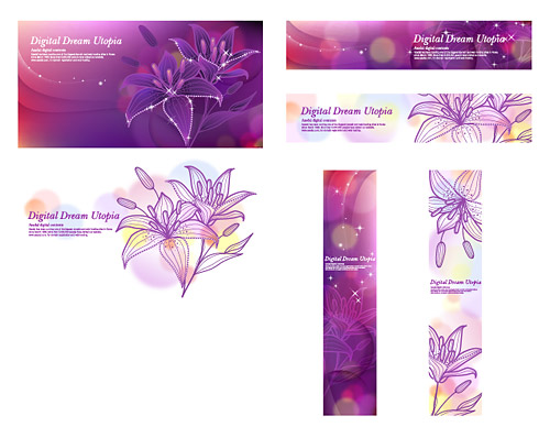 梦幻盛开的百合花矢量素材