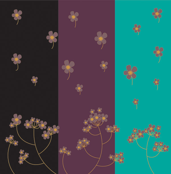 三色背景小花矢量素材