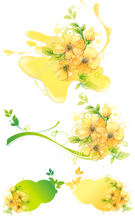 花卉水迹矢量素材