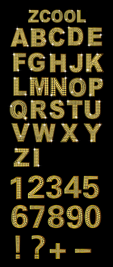 钻石英文及数字矢量素材（金色）