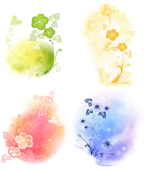 4款柔美花纹背景矢量素材 