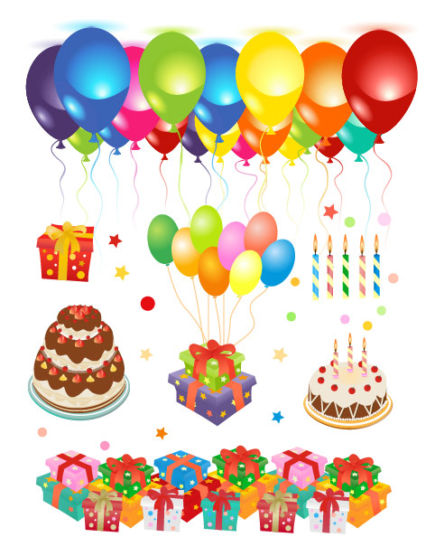 Happy birthday vector material. File Format:.eps. 生日喜庆矢量素材