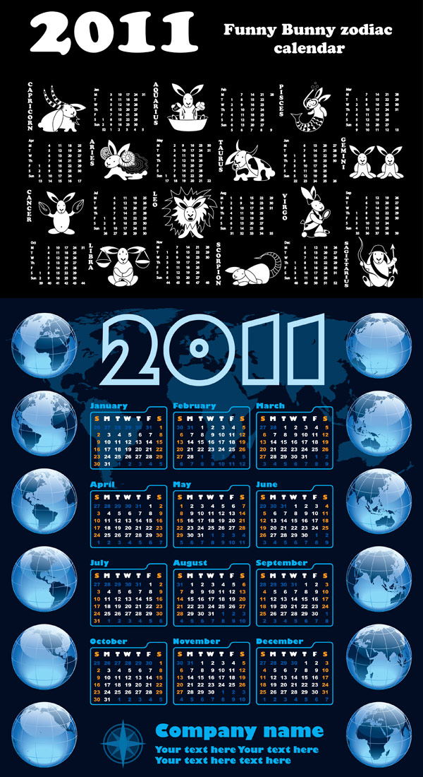 2011年兔年挂历—矢量素材