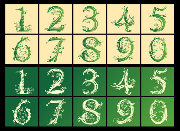 花纹阿拉伯数字矢量素材