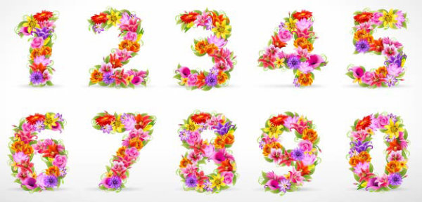 精美鲜花数字01——矢量素材