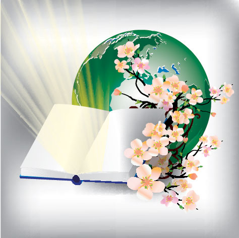 笔记本与地球——矢量素材