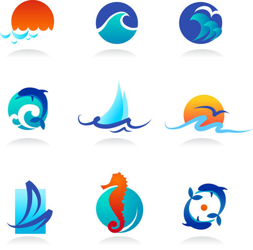 海浪卡通图形——矢量素材