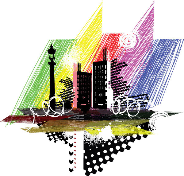 City silhouette vector material - 03