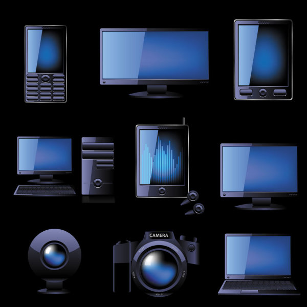 A blue technology product icon 01 - vector material