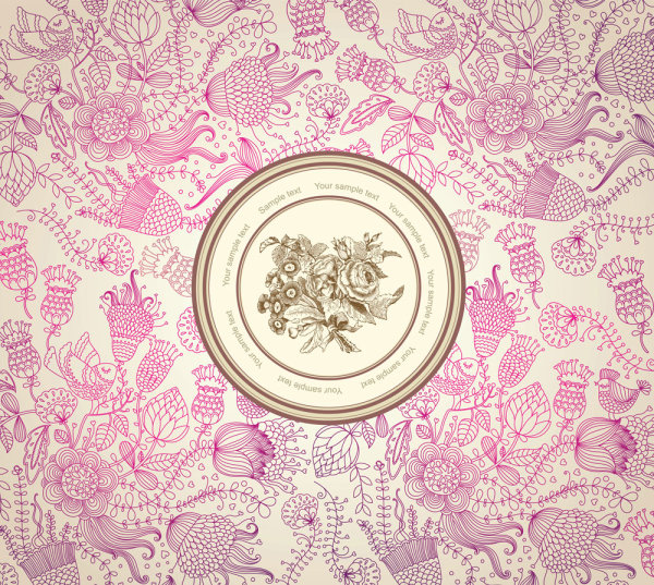 古典花卉图案01——矢量素材