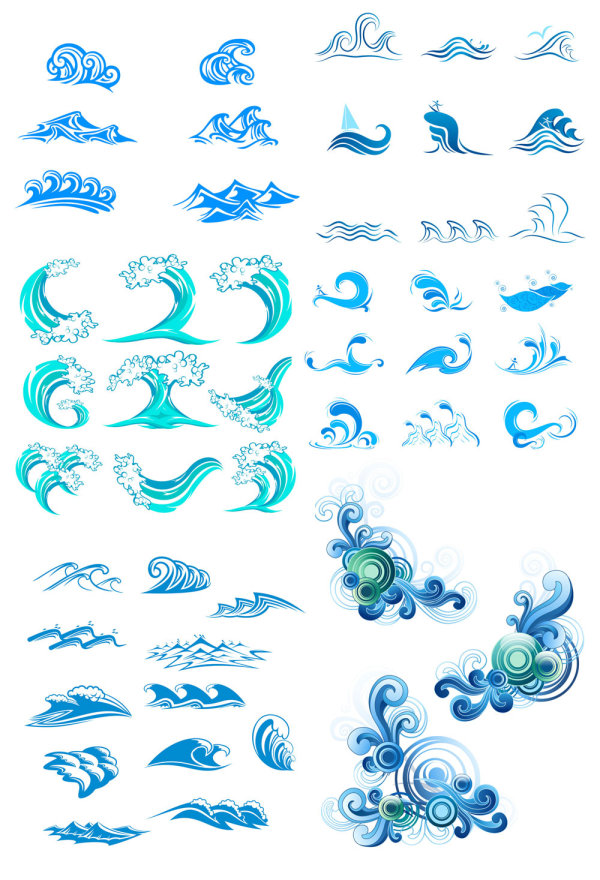 蓝色海浪的图形——矢量素材