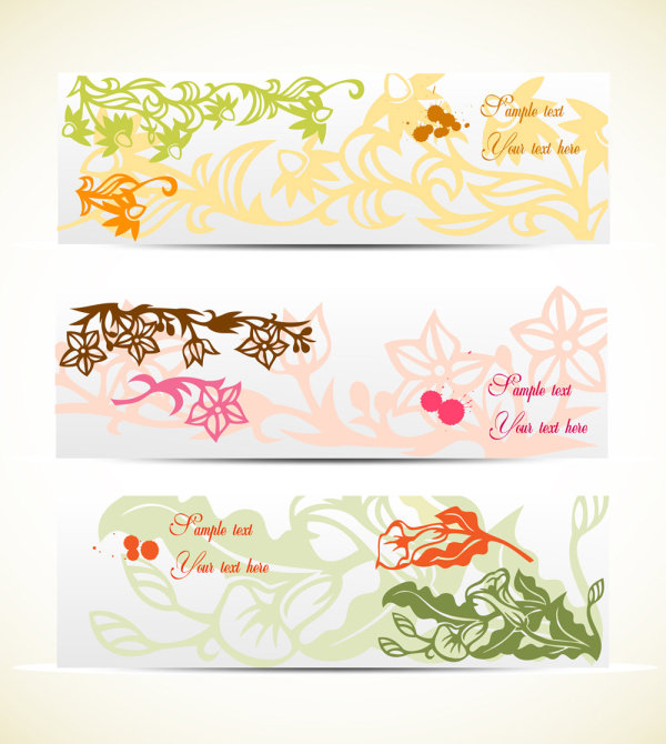 淡雅花纹banner02——矢量素材