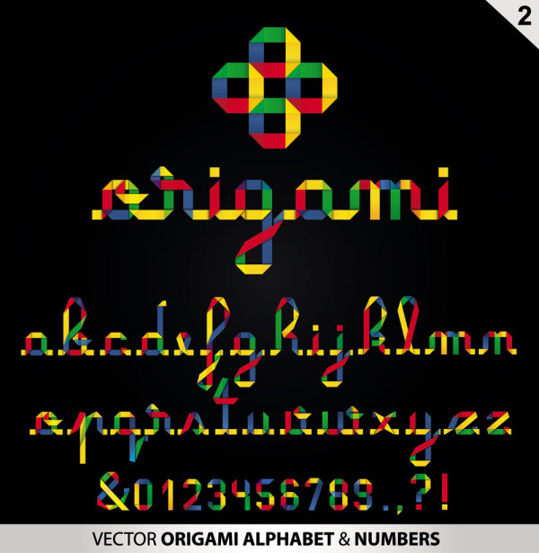 五颜六色的折纸字母06——矢量素材