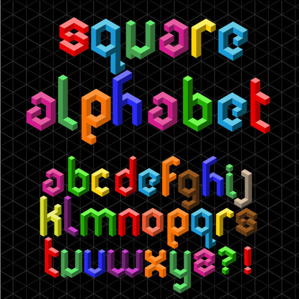 五颜六色的立体字母07——矢量素材