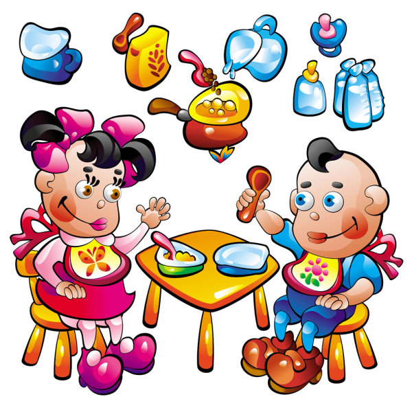 卡通婴儿食品玩具02——矢量素材