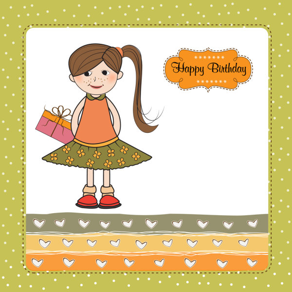 Little girl cartoons 04 - vector material

