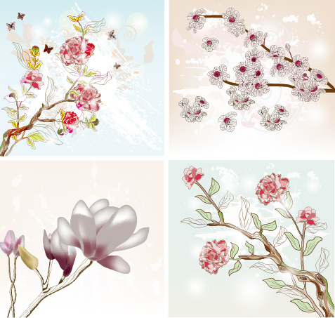 Beautiful flowers 01 - vector material