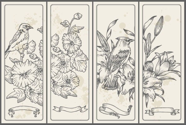Classical flower card 01 - vector material