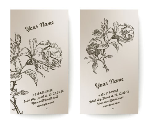 Classical flower card 02 - vector material