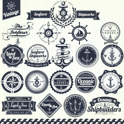 Classic sea buoy stickers 01 - vector material