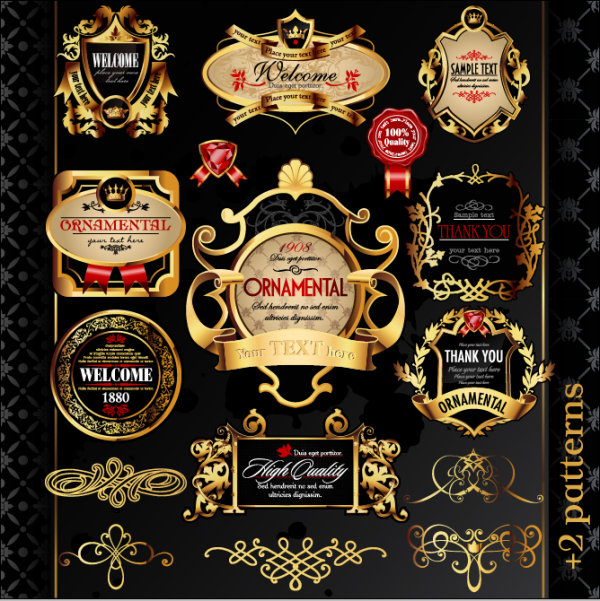 European classic stickers 04 - vector material