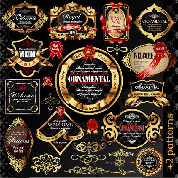 European classic stickers 05 - vector material