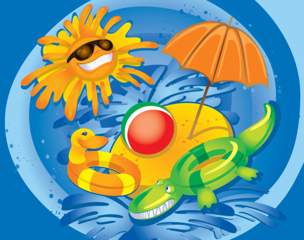 卡Cartoon Summer Picture 02 - vector material