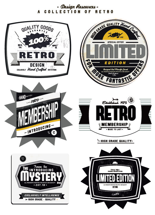 European classic retro bottle stickers 02 - vector material