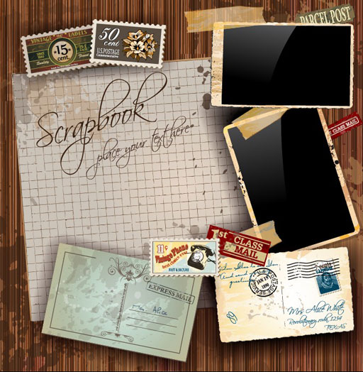Retro postcard photograph 02 - vector material