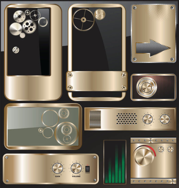 Exquisite metal icon 01 - vector material