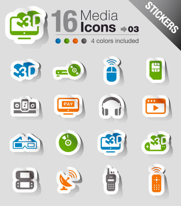 The exquisite electronic products stickers 03 - vector material