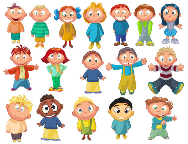 Cartoon kids 03 - vector material