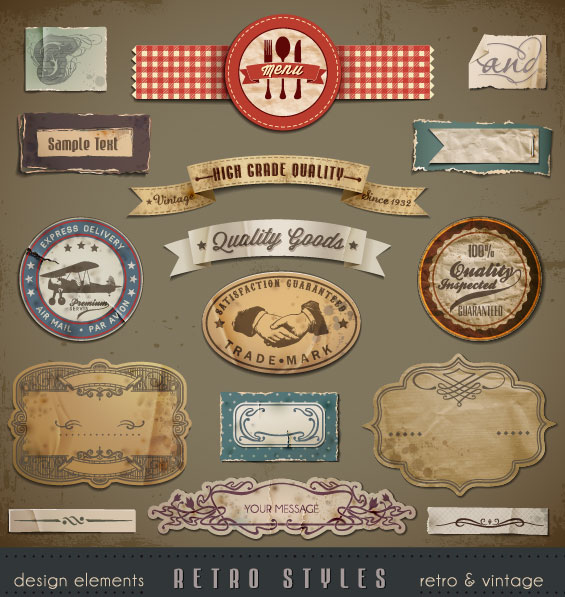 Retro label 02 - vector material