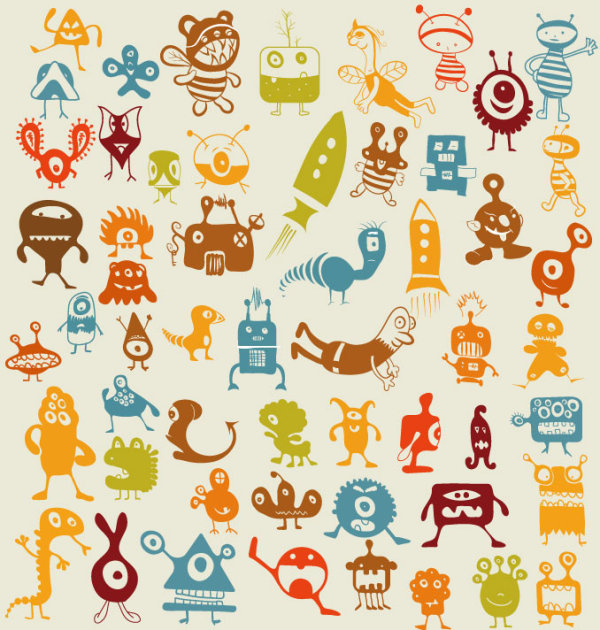 Creative cartoon monster 01 - vector material