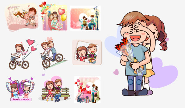 Cartoon couple 03 - vector material