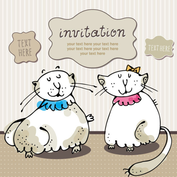 Cartoon cat card 02 - vector material