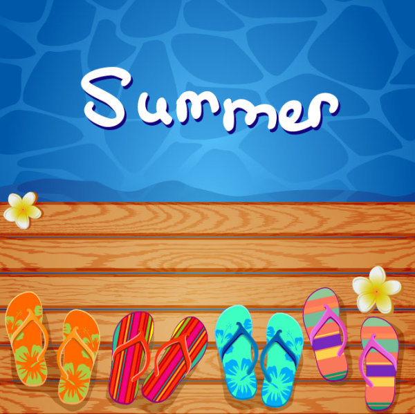 Lovely seaside stickers 03 - vector material