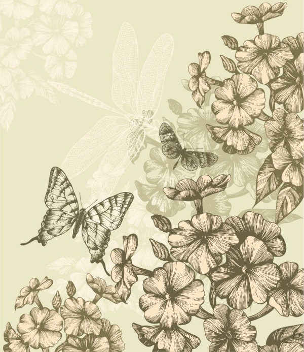 Classic hand-painted prints pattern 01 - vector material