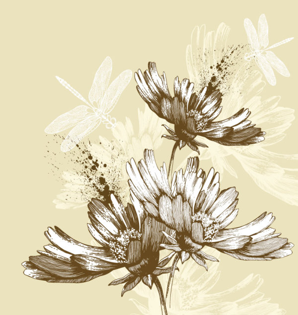Classic hand-painted prints pattern 02 - vector material