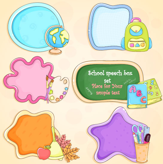 Cartoon school supplies 01 - vector material