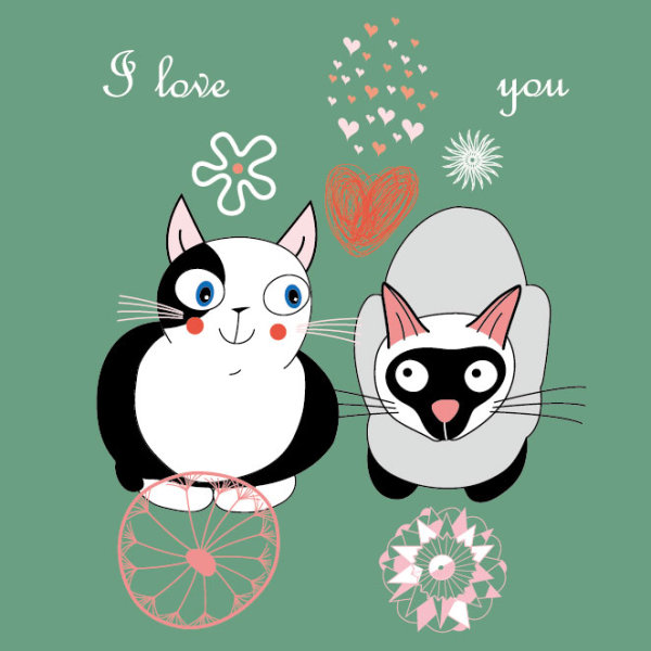 Cartoon cat background 03 - vector material