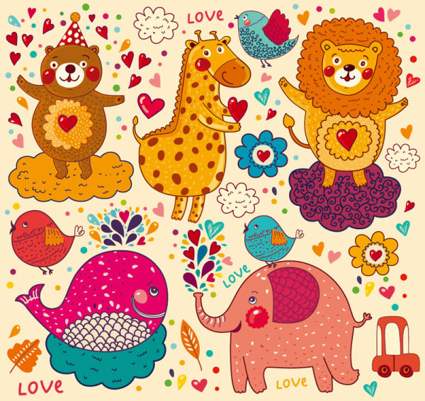 Hand-drawn cartoon pattern 02 - vector material