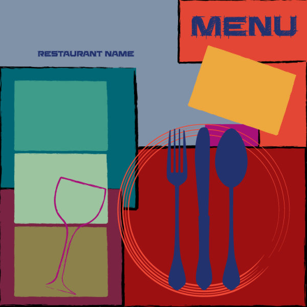 Retro menu posters 04 - vector material