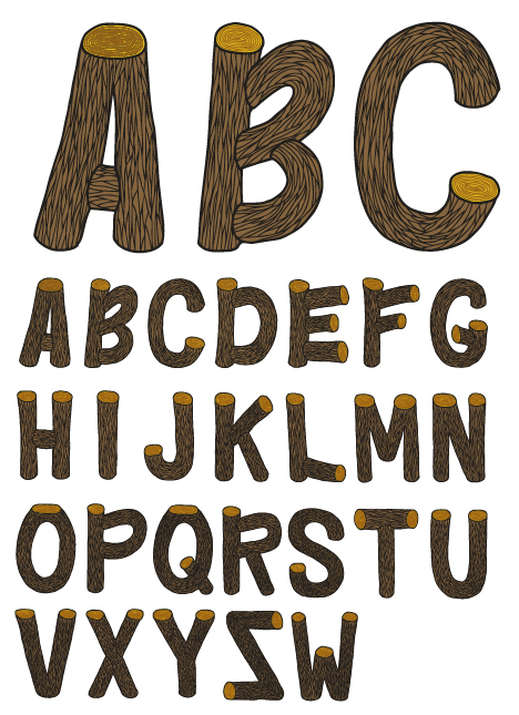 Wooden letters 02 - Vector material