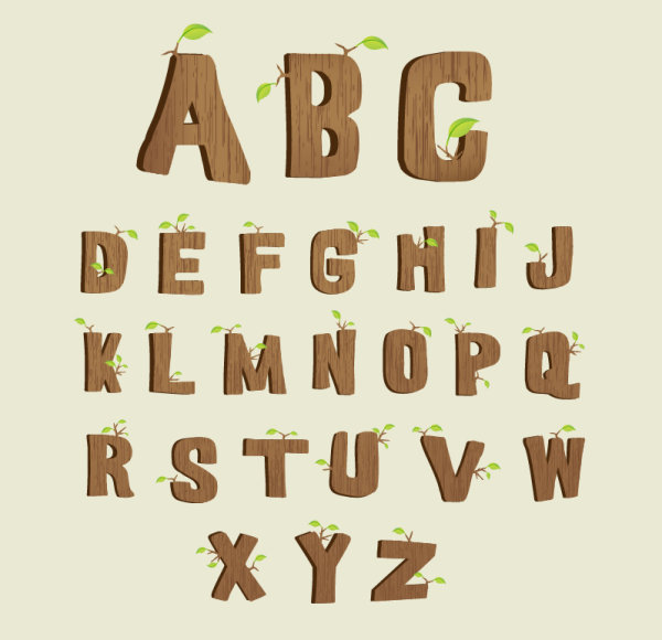 Wooden letters 04 - Vector material