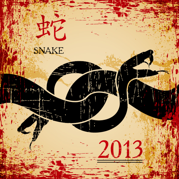 China Wind Snake card 04 - vector material