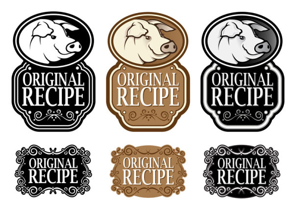 Black and white royal style ingredients label 02 - vector material