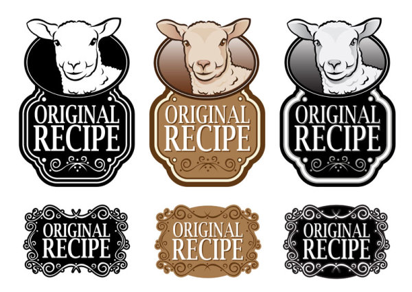 Black and white royal style ingredients label 03 - vector material