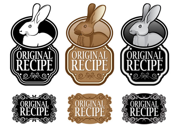 Black and white royal style ingredients label 04 - vector material