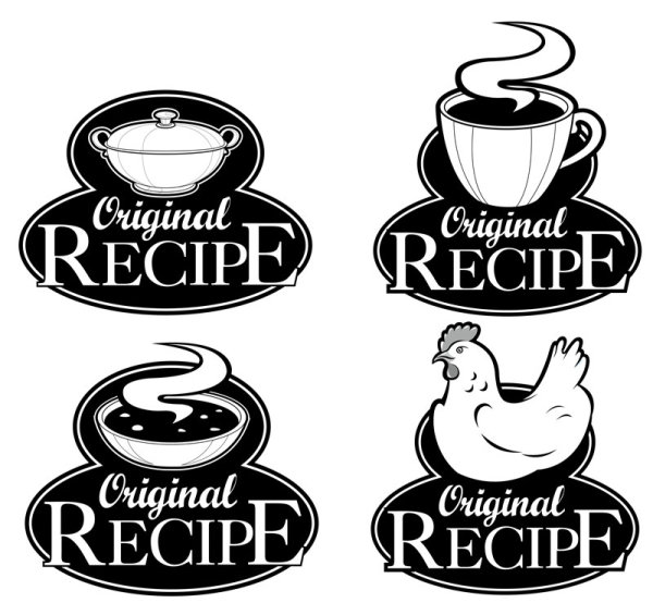 Black and white royal style ingredients label 05 - vector material